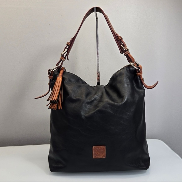 Dooney & Bourke Handbags - Dooney & Bourke | Large Black/Tan Leather Hobo Shoulder Bag | ExcellentCondition